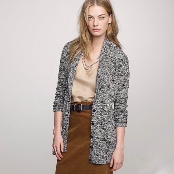 J. Crew Sweaters - J. Crew Long Marled Grey Wool Cardigan Size S